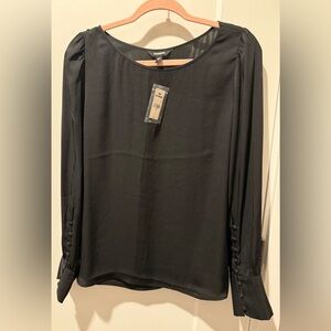 Express Black Long-Sleeve Button-Cuff Blouse. New With Tags, Size Medium